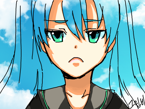 죄송하빈다ㅠ : 죄송해요 망쳐놔서ㅠㅠ머리는 색칠 안하고 하늘인게 더 이뻐보여서 저랬어여ㅠ근데 미쿠가 주제였나여? 스케치판 ,sketchpan