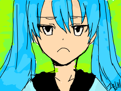 채색1. : 그려놓으신 미쿠를 채색해 봤습니다.... 스케치판 ,sketchpan