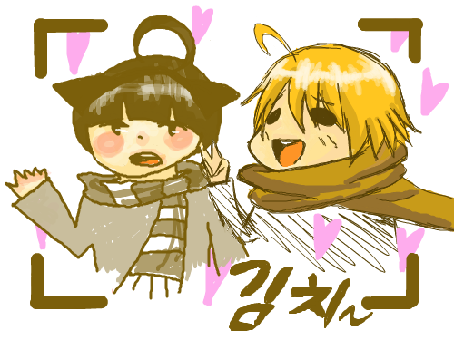 같이 김치~ : 하핳사진찍으려고 고양이 머리띠꼇움ㅋ 스케치판 ,sketchpan