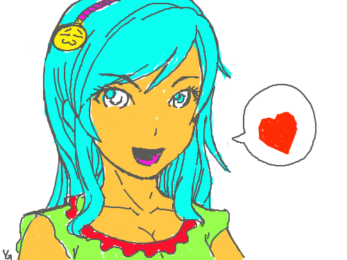 미쿠가 머리 풀은듯한 그림이네..... : 눈동자가 동공이....... 파래.... 스케치판 ,sketchpan