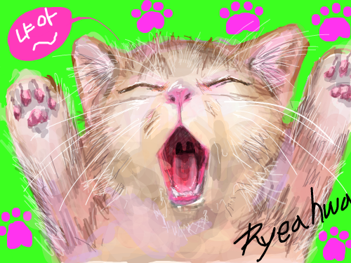 귀여운 고양이,귀여운 바탕 : 배경만 고양이 발자국 무늬로 덧칠! 스케치판 ,sketchpan