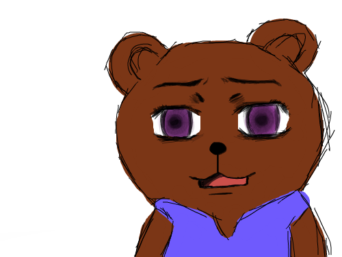 쿠마키치가 우사미짱 눈으로 이렇게하면..... : 쿠마키치가 우사미짱 눈매를 입히니까...이렇게 생겼군요..... 스케치판 ,sketchpan