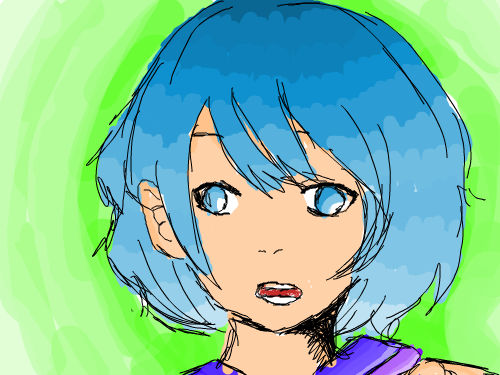 파란머리소녀 : 파란머리소녀 스케치판 ,sketchpan