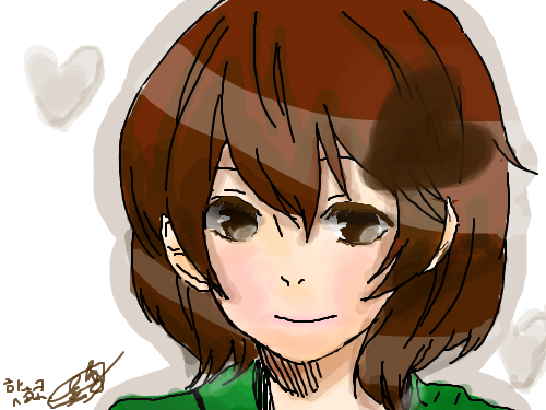 핫쵸코의 단발 : 단발이 더 어른스럽다..월랜 어린나이의 캐릭턴데..뭐..귀엽기만하면 되지않나? 스케치판 ,sketchpan