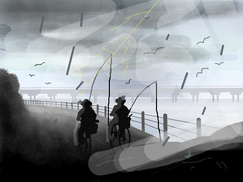 그물을 보라 : 그물에 와장창 번개는 내리치고 태풍은 몰아치고 스케치판 ,sketchpan