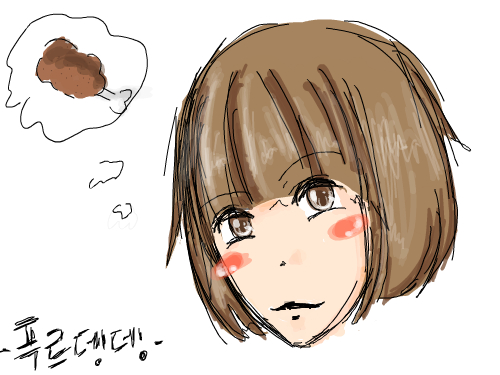 고기생각 : 첫작(낙서)- 고기생각하는 뇨자 스케치판 ,sketchpan