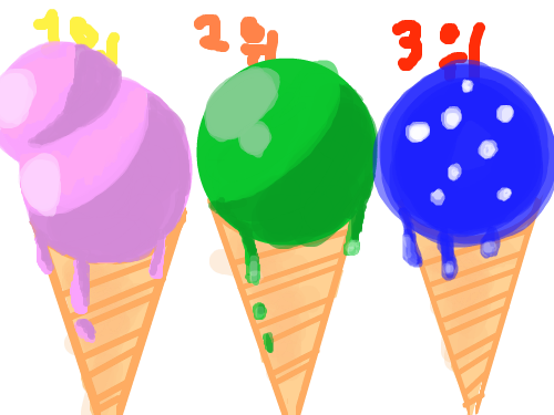 이어그리기-아이스크림 : 1위-딸기아이스크림2위-녹차아이스크림3위-우주(?)아이스크림 스케치판 ,sketchpan