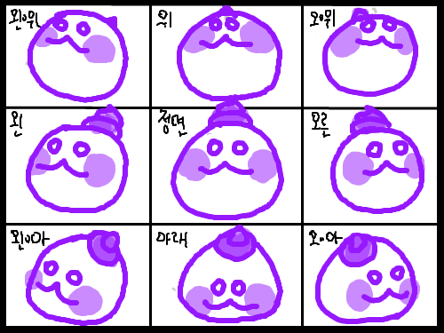 뿌앙의8방향얼굴 : 방향에따라달라지는똥 스케치판 ,sketchpan