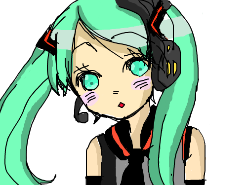 미쿠 : 다 색칠했당~ 스케치판 ,sketchpan