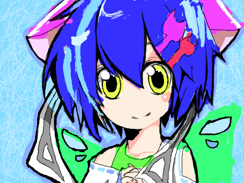 고양이 요정소녀 : 나비날개가 포인트 스케치판 ,sketchpan