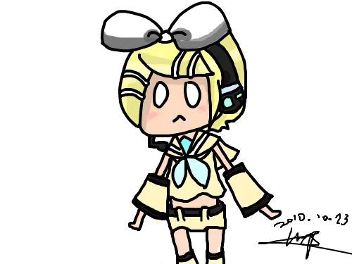 카가미네린 : 린이를 좀더 색다르게 채색해봤어요^^꽤 어렵네..ㄷㄷ 스케치판 ,sketchpan