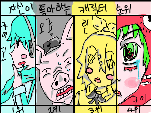 자신이 좋아하는 캐릭터들 : 저는 구미랑 오룡 카이코 린이좋아요~ 스케치판 ,sketchpan