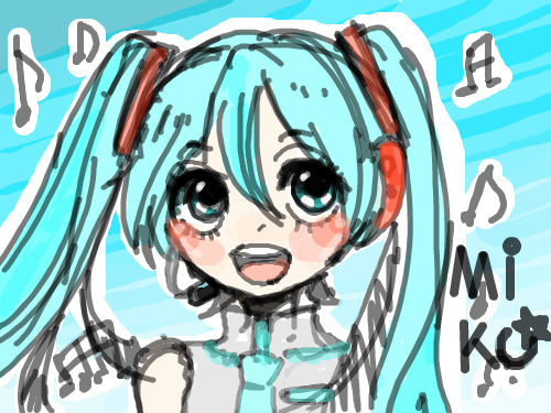 하츠네미쿠 : 하츠네미쿠색칠망햇네요 스케치판 ,sketchpan