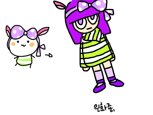 이상한가...ㅠㅠ : -왜이리시큰둥해?  -이 리본 나한테 잘어울린다고 생각해?  -응-병신 스케치판 ,sketchpan