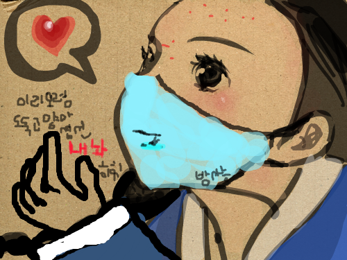 소녀 : 방사능실험 생선을 훔친 고양이를 설득 시키는 중 스케치판 ,sketchpan