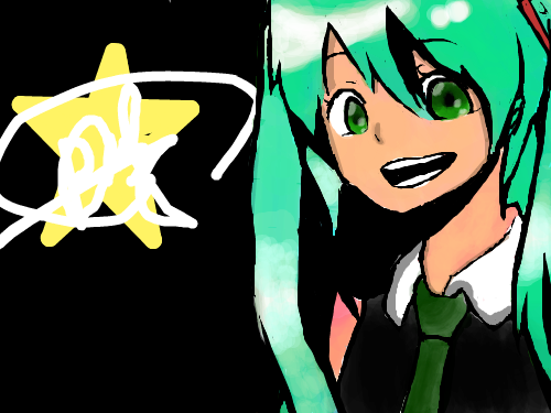 하츠네~미~~~쿠 : 미쿠를채색했어요........이상하네요ㅋㅋ 스케치판 ,sketchpan