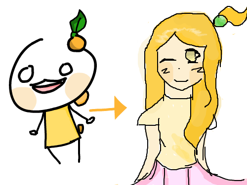 의인화 ~ : 오렌지가 초록색 꼭다리(?)가 주황색!! 뭐야!! 스케치판 ,sketchpan