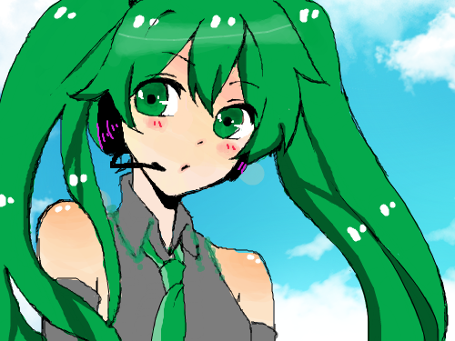 우훙~미쿠채색~ : 미쿠너무이쁘다.선을너무이쁘게따놓셨어~ 스케치판 ,sketchpan