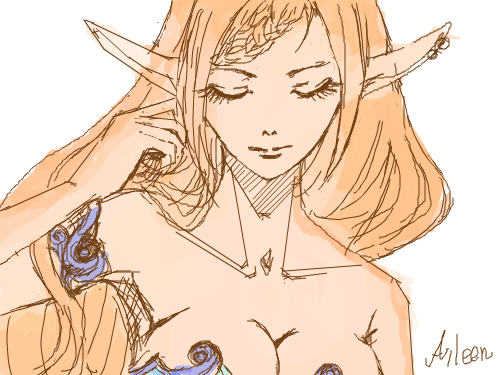 엘프족 왕국녀 : ... 스케치판 ,sketchpan