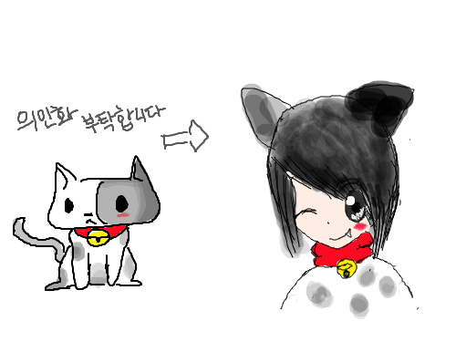 고양이 소녀~ : 고양이 소녀입니다.^^명암넣기 왠지...귀찮아서 안 넣었습니다..죄송합니다(--)(__)(--)꾸벅 스케치판 ,sketchpan