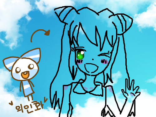 안뇽~하이룽 : 안뇽하슈~하는 여자아이 스케치판 ,sketchpan