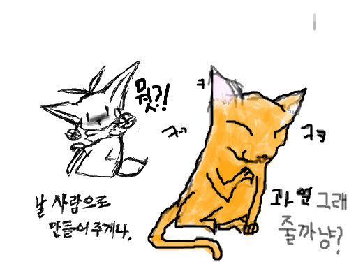 과연 그래줄까나;;ㅋㅋㅋ : 고양이놀리기 스케치판 ,sketchpan