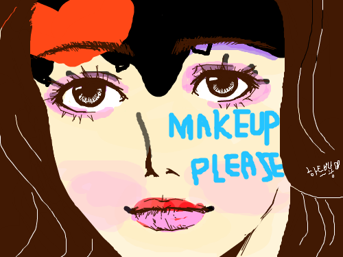 화장 : 화장하는 모습을 그렸다 스케치판 ,sketchpan