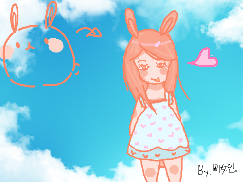 오느리님의 의인화 : ^^ 다리사이에 있는건 꼬리~♥ 스케치판 ,sketchpan