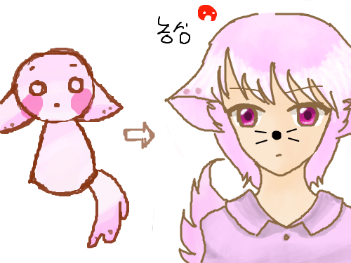 핑크파워 : 의인화 하는거 맞죸 스케치판 ,sketchpan