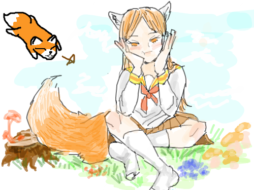 여우! : 너무 갈긴거 같아서 배경도 그렷어요 ㅎㅎ 스케치판 ,sketchpan