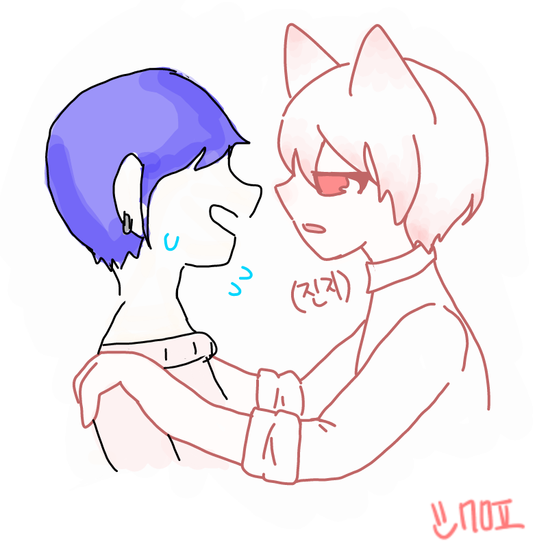 세상이 말.. : 세상이 말세다 비양이가 모모를 많이 좋아하다 밀어내기를 시전한다 스케치판 ,sketchpan