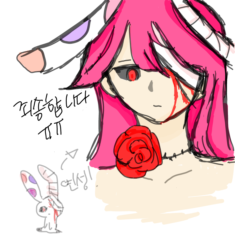 그리다보니.. : 그리다보니까 막그리게 되어서 캐붕이왔네요... 저같은 똥손이 귀여운 캐릭터를 더럽혀서 죄송합니다...ㅠ 근데 그리는건 재밌었어욬ㅋ...왠지 더 미안하네... 스케치판 ,sketchpan