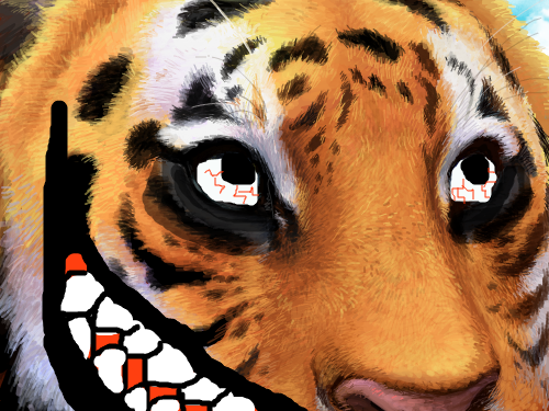 미소짓는 호랑이 : 무서운 호랑이 스케치판 ,sketchpan