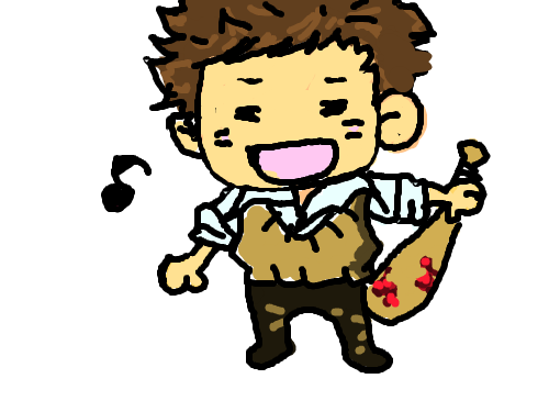 야마모토 : 피묻는 야구빠따 들고 해맑게 웃는 야마모토 스케치판 ,sketchpan