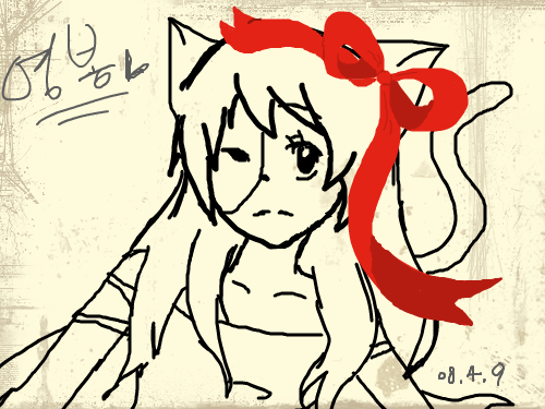 고양이소녀 : 아..눈아파..망한건가.. 스케치판 ,sketchpan