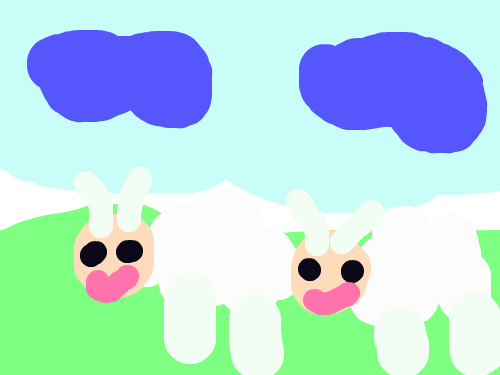 양들 : 양들이  푸른 초원에 있음 스케치판 ,sketchpan