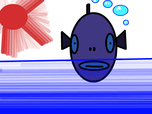 해 밑의 물고기 : 조금 이상한듯한... 스케치판 ,sketchpan