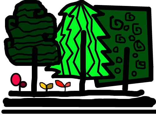 나무 : 나무 3그루 브러쉬 이용 스케치판 ,sketchpan