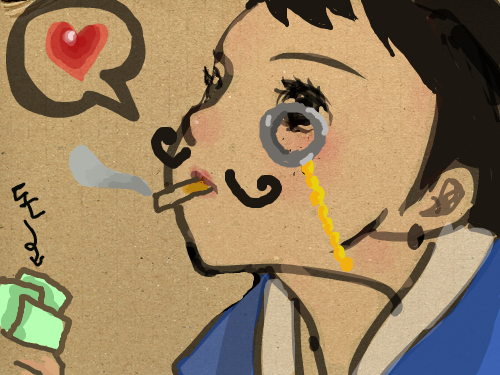 아저씨 : 그냥 담배에 돈을 좋아하는 이쁘장한 아저씨 스케치판 ,sketchpan