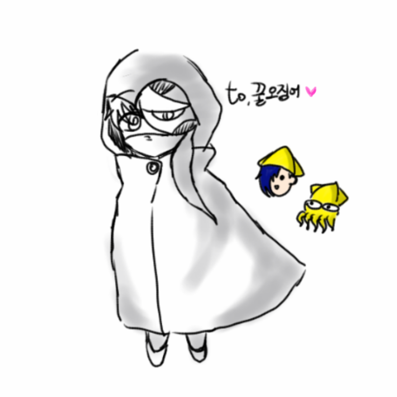 to.꿀오징.. : to.꿀오징어
색을 몰라서 흑백으로했네요
군주랑 꿀오징어는 한번그려보고 싶었어요ㅎㅎ 스케치판 ,sketchpan
