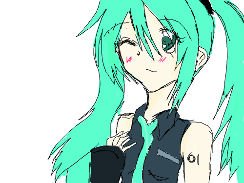 Miku Hatsune : Miku, the color of the clothes are a little off, but still. I think I did a good job. :3 스케치판 ,sketchpan