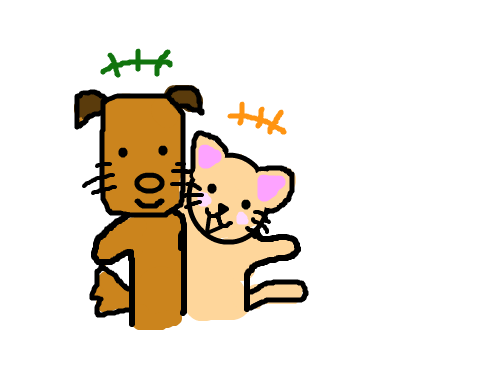 웬수 개와 고양이 친해진 모습 : 개 와 고 양 이 스케치판 ,sketchpan