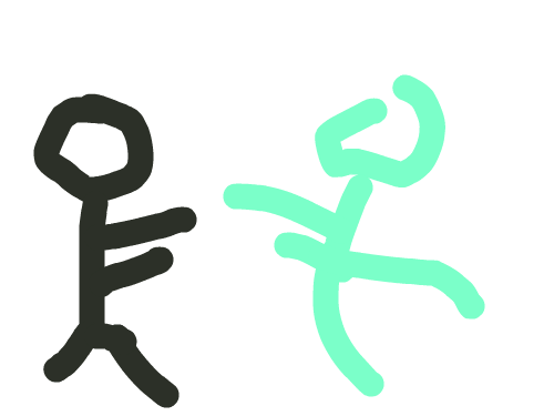 격투 : 싸운다. 누가 이긴다. 스케치판 ,sketchpan