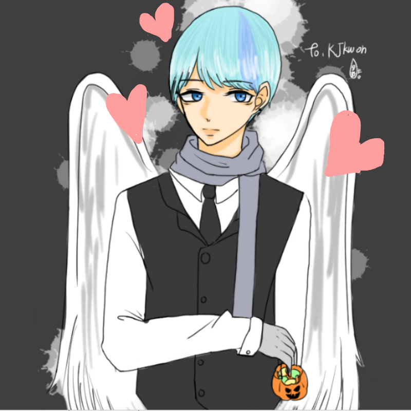 화양이가 .. : 화양이가 그려준 리퀘입니다! 제 자캐 루몬블레 점원버전인데ㅠㅠ 제가 그리면 못 생겨지는데 존잘화양이가 그려서 그런지 잘생겨졌어요ㅠㅠㅠㅠ 고마워!!! 스케치판 ,sketchpan