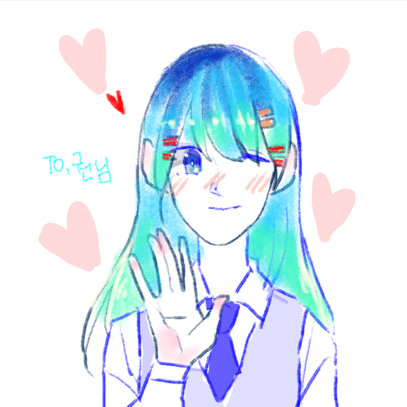 슬구님께서.. : 슬구님께서 그려주신 리퀘입니다!!ㅠㅠ 제 아이 청해가 이렇게 예뻐졌습니다ㅠㅠㅠㅠ 정말 감사드립니다!!! 스케치판 ,sketchpan