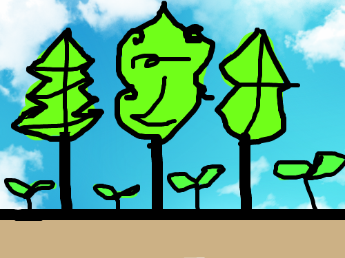 나무 : 산성화가 되서 돌연변이가 된 나무입니다. 스케치판 ,sketchpan