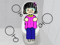 화장실 : 소녀가 화장실에서 볼일을 보고 있는 장면이다. 스케치판 ,sketchpan