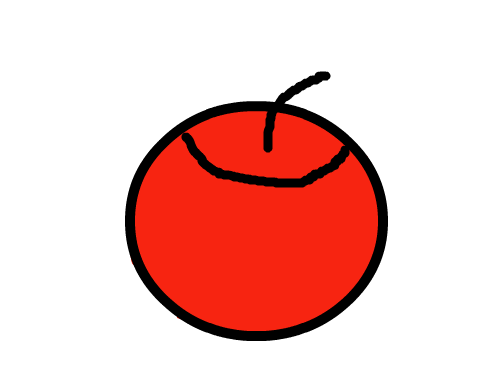웃는 사과 : 사과과 우울하게 웃고 있다. 스케치판 ,sketchpan