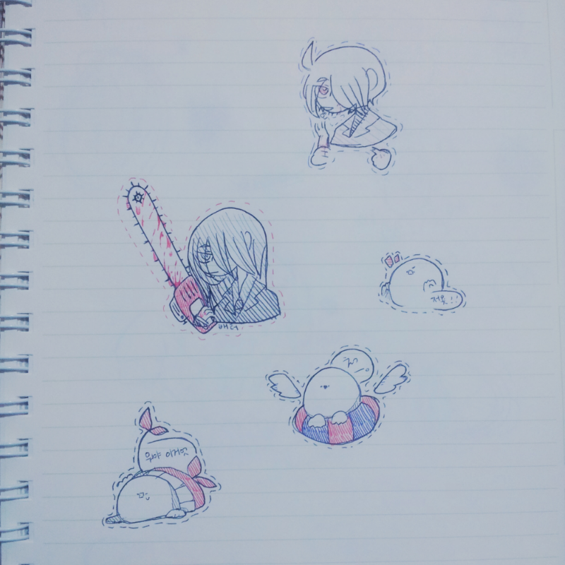 스티커 형.. : 스티커 형식으로 그려보고 싶었다
( 그림테러 하는건 기분탓 ) 스케치판 ,sketchpan