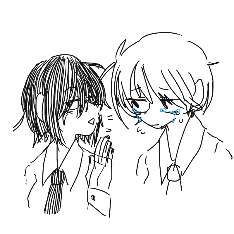 * 뭐야, 스.. : * 뭐야, 스트레스 과다로 우는거?
아님 뭐, 질투? 
* ... You're murdering me. 스케치판 ,sketchpan